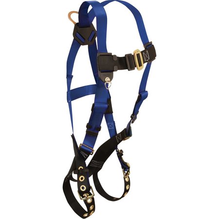 FALLTECH Contractor 1-D Full Body Harness, 1 Back D-ring, Navy/Yellow, Size UniFit 7016